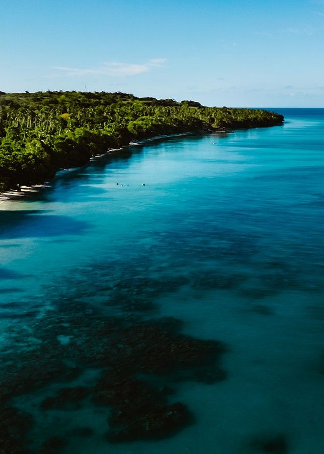 Tropical coastline from the water, Vanuatu